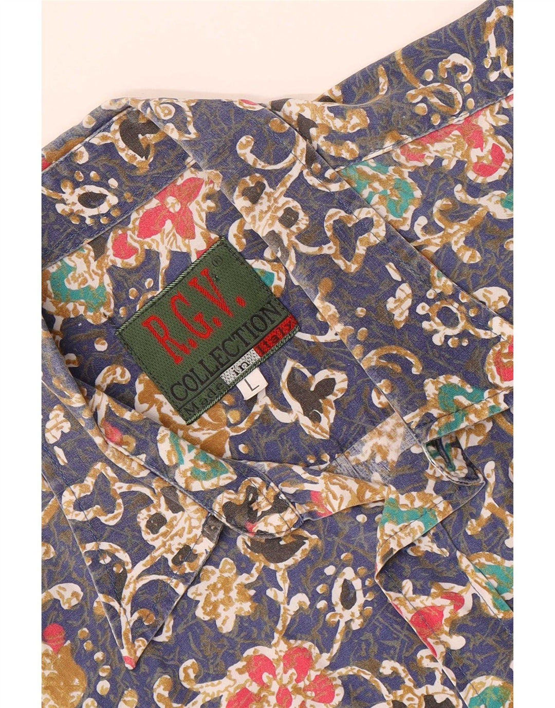 vintage Chemise à manches courtes pour hommes Grand Bleu Floral