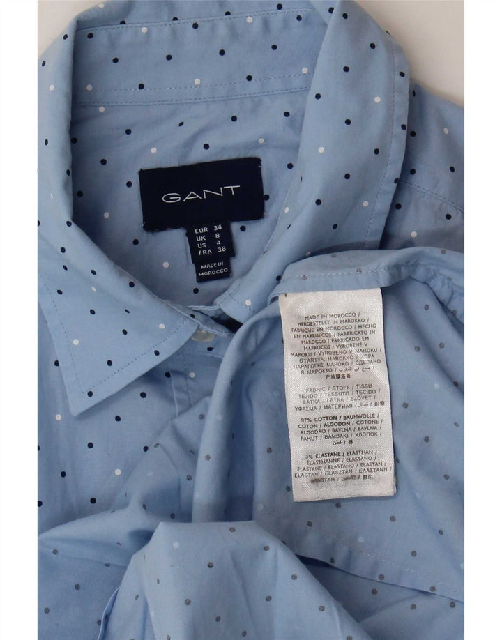 Gant Chemise Femme UK 8 Small Bleu Spotted Cotton