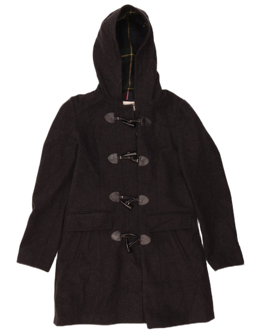Tommy Hilfiger Duffle Coat à capuche pour femme UK 10 Petite laine grise