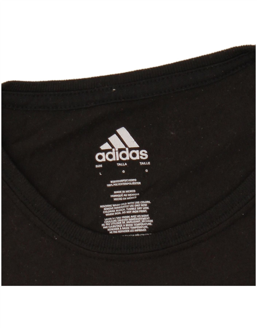 ADIDAS T-shirt graphique pour femme UK 14 Large Noir Polyester