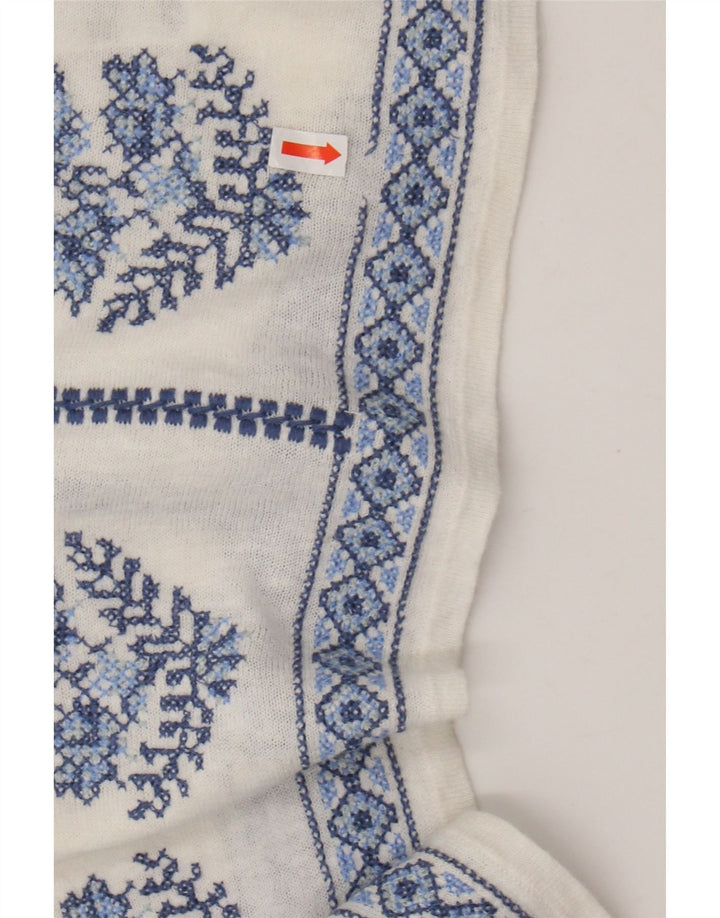 MONSOON Chemisier Femme Top UK 16 Grand Lin Floral Blanc Cassé