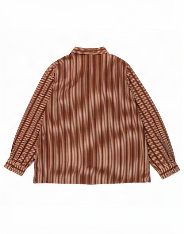 Chemisier chemise femme vintage UK 18 XL Marron Rayé