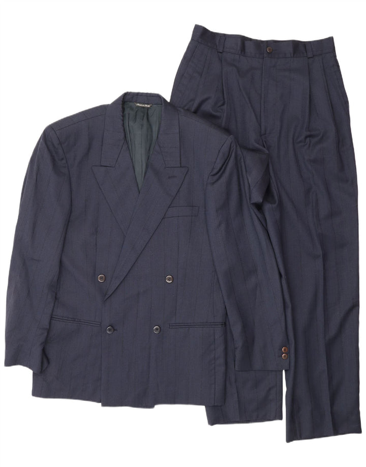 GIANNI VERSACE Costume 2 pièces pour homme UK 40 Large W30 L30 Bleu marine classique
