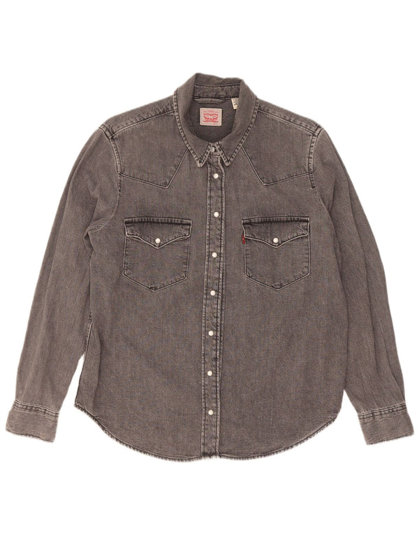 Levi's Chemise en Jean Femme UK 14 Gris Moyen Coton