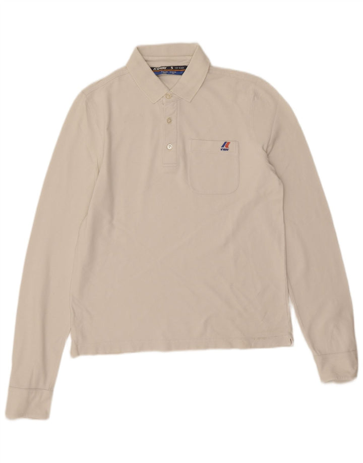 K-Way Polo à manches longues pour homme Petit coton blanc