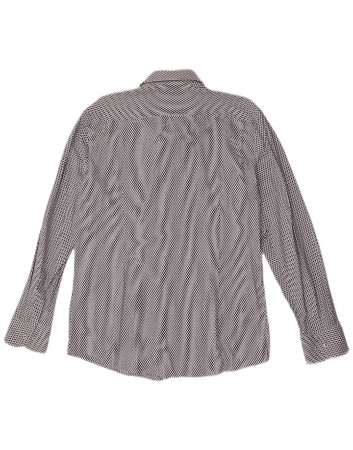 Hugo Boss Chemise Slim Fit Homme Taille 41 16 Grand Bleu Géométrique Polyamide