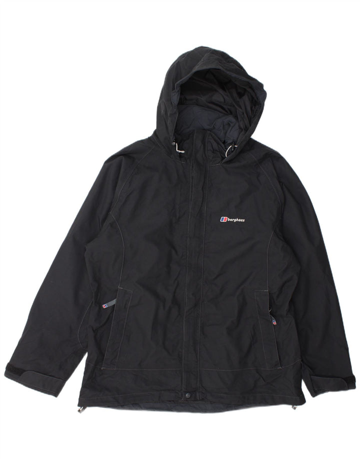 Berghaus Veste de pluie surdimensionnée à capuche pour femme UK 16 Large Noir Nylon
