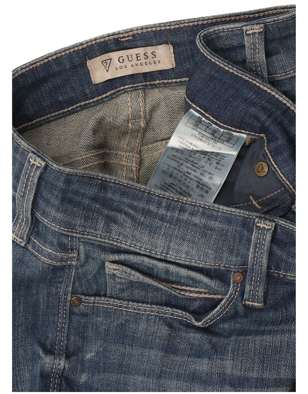 Guess Jean Court Femme W28 L24 Bleu Coton