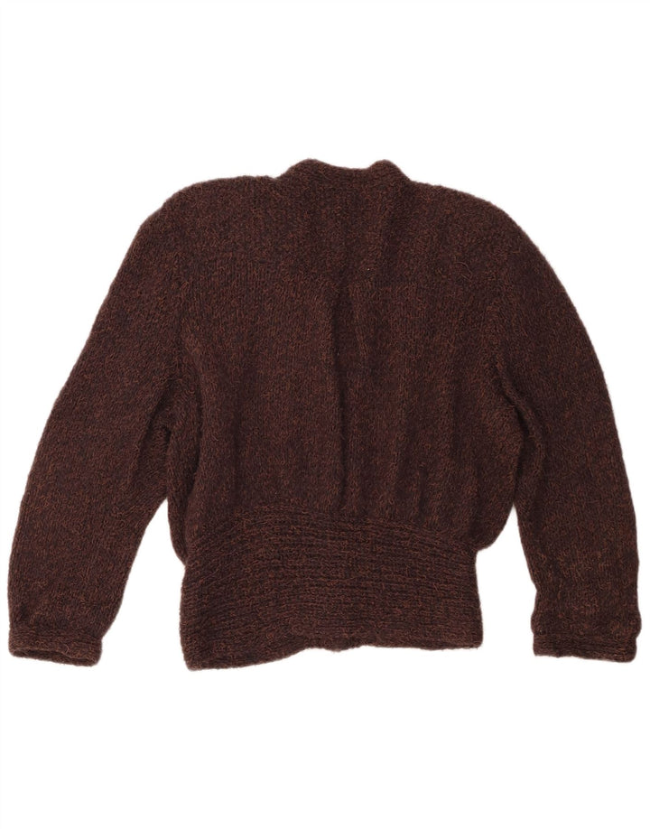 vintage Femme Cardigan Pull UK 18 XL Marron Moucheté