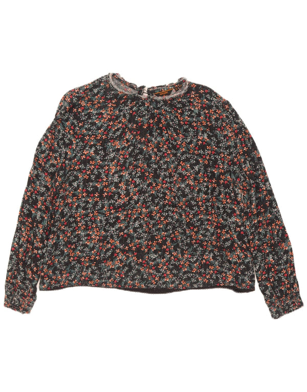 Superdry Chemisier surdimensionné à manches longues pour femme UK 14 Grand Noir Floral