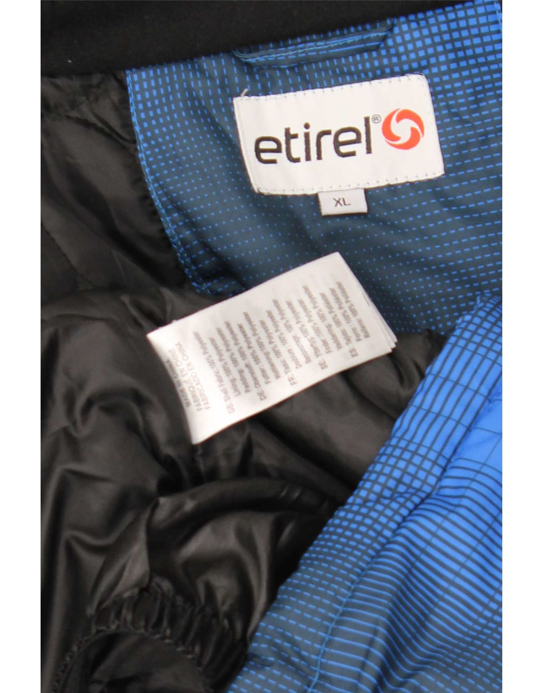 Etirel Veste de ski à capuche pour homme UK 42 XL Bleu à carreaux Polyester