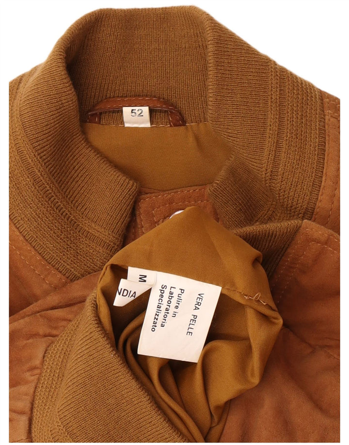 Veste Bomber En Daim Vintage Homme IT 52 XL Cuir Marron