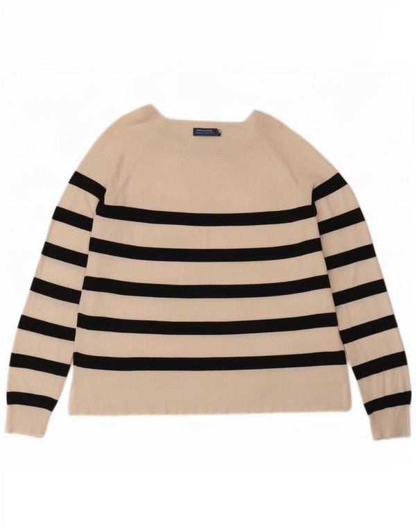 Zara Pull col bateau pour femme UK 10 Medium Off White Rayé Viscose