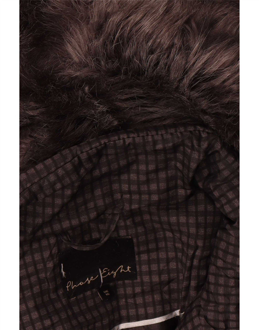 Phase Eight Veste matelassée à capuche pour femme UK 16 Large Marron à carreaux Polyester