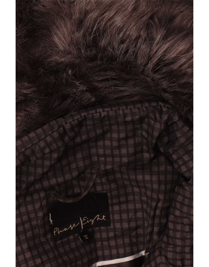 Phase Eight Veste matelassée à capuche pour femme UK 16 Large Marron à carreaux Polyester