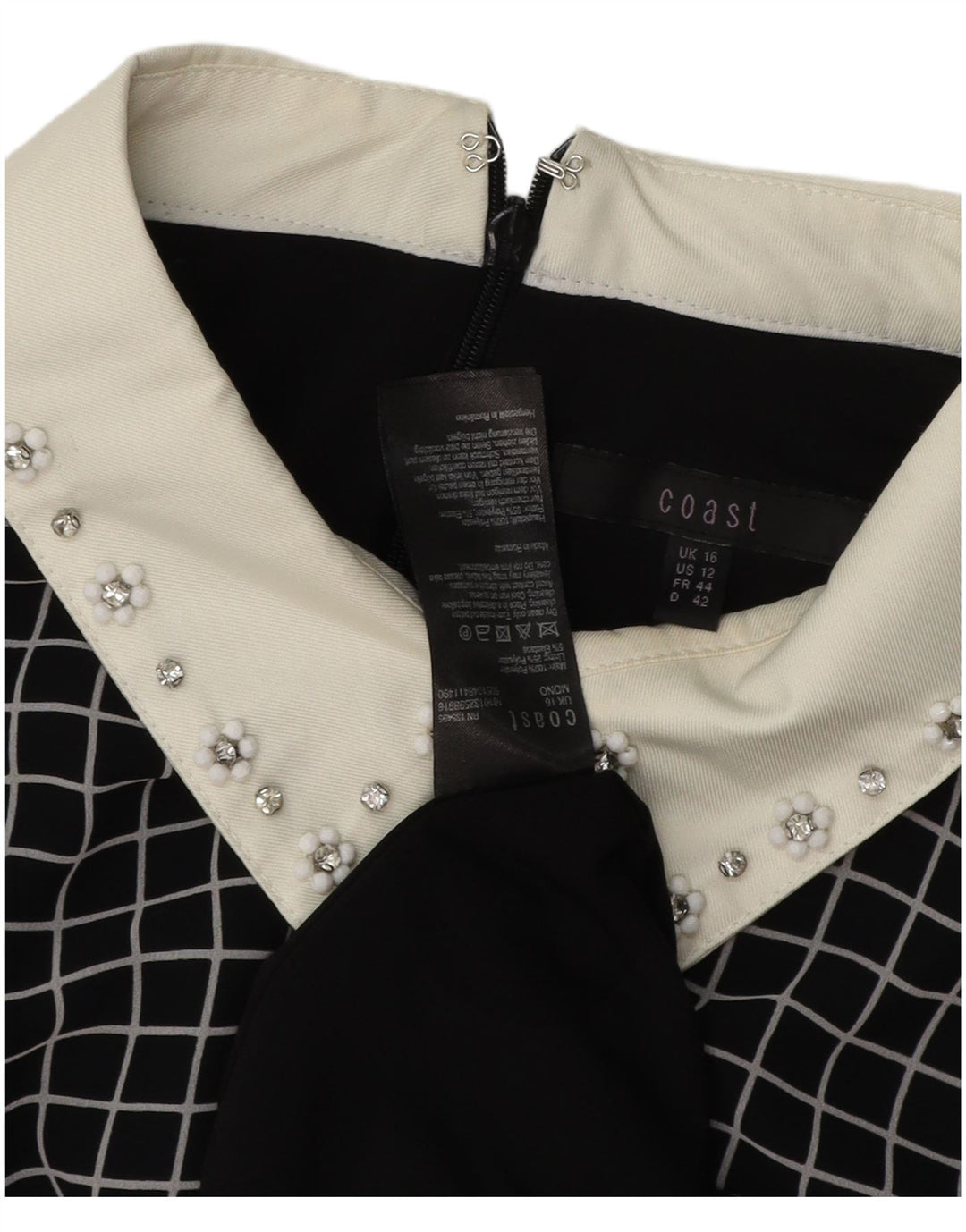 COAST Robe tunique pour femme UK 46 Grand carreaux noirs en polyester
