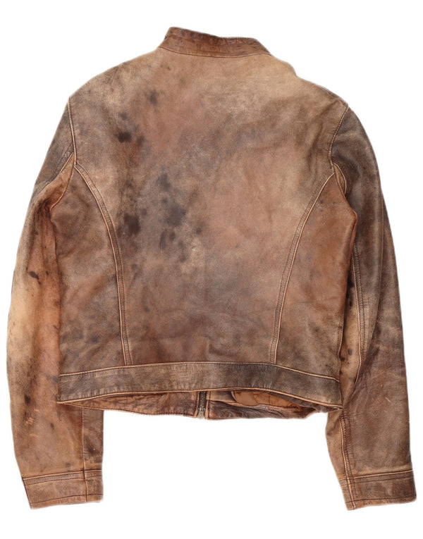 veste de course en cuir femme vintage IT 48 XL Marron