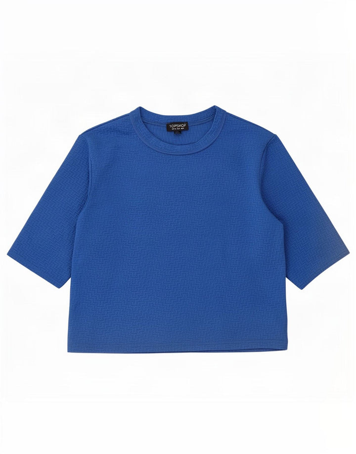 Topshop T-Shirt Femme Top UK 8 Small Bleu Polyester