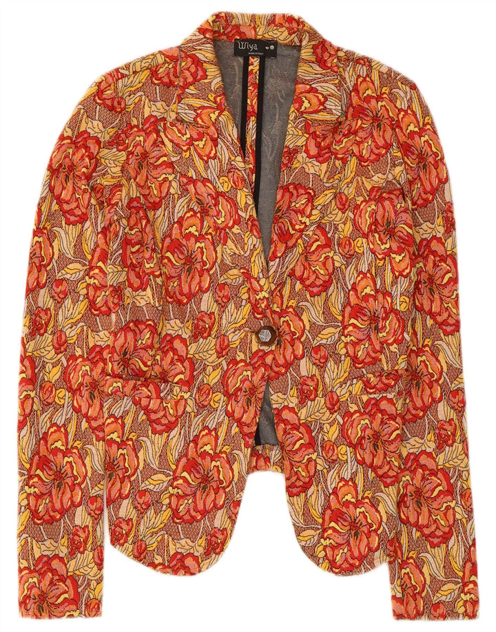 vintage Femmes 1 Bouton Blazer Veste UK 10 Petit Floral Multicolore