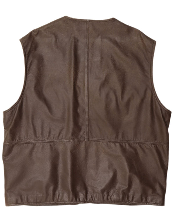 Itallo Gilet utilitaire en cuir pour homme IT 60 4XL Marron