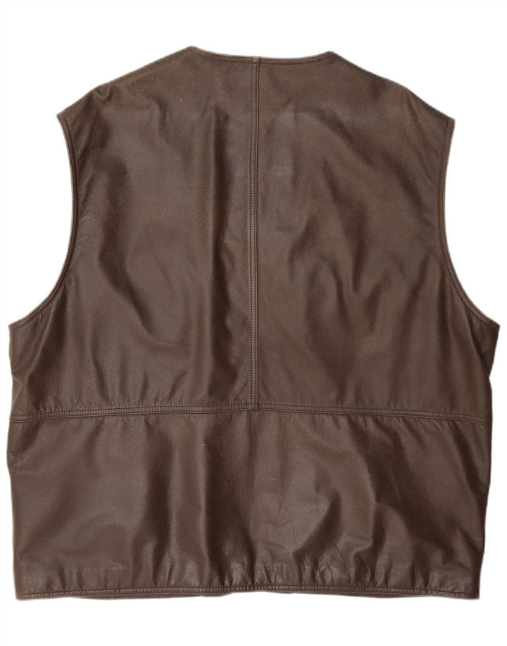 Itallo Gilet utilitaire en cuir pour homme IT 60 4XL Marron