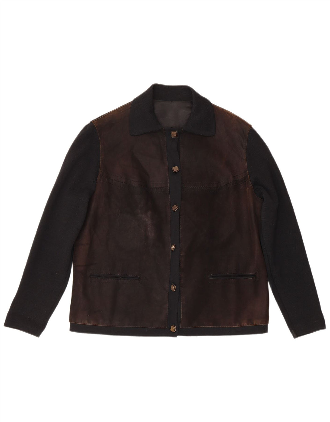 vintage Femme Regular Fit Bomber Jacket IT 48 Marron Moyen Colourblock