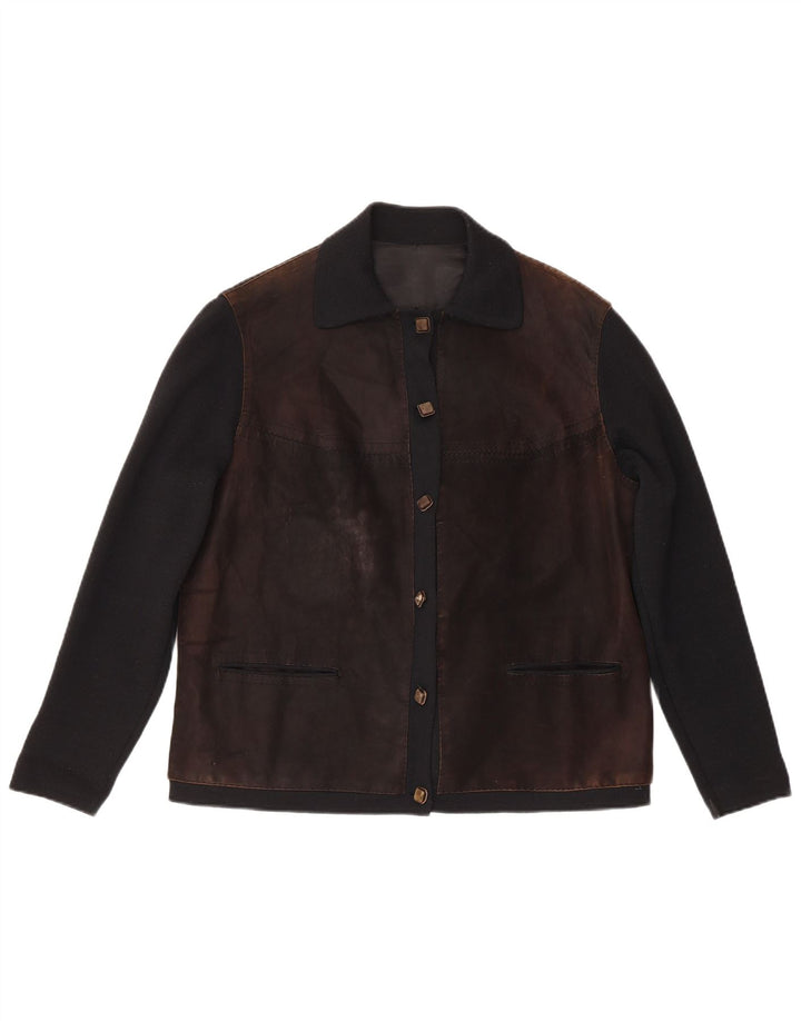 vintage Femme Regular Fit Bomber Jacket IT 48 Marron Moyen Colourblock