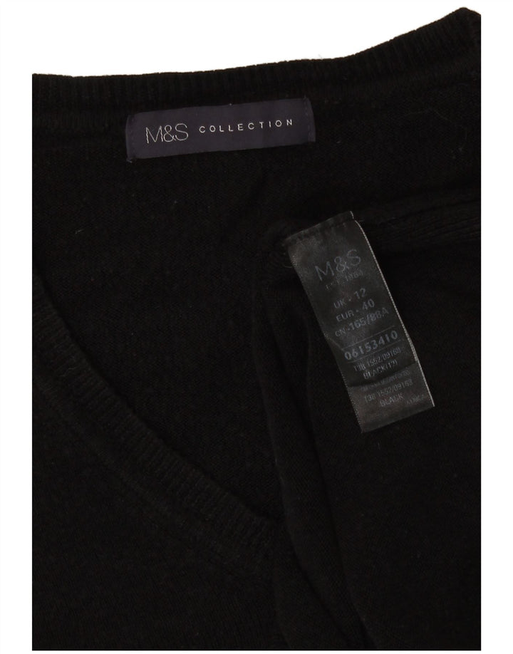 Marks & Spencer Pull col en V pour femme UK 12 Acrylique noir moyen