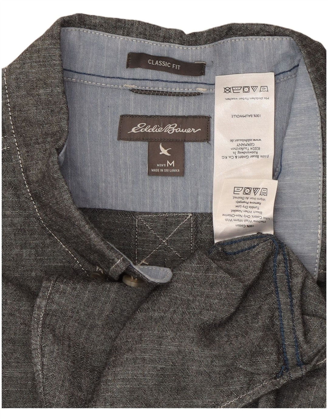EDDIE BAUER Chemise Classique Homme Gris Moyen Coton