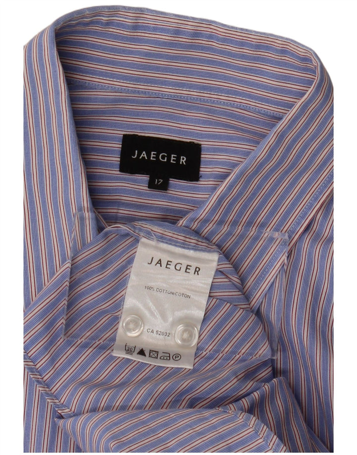 JAEGER Chemise homme Taille 17 XL Coton à fines rayures bleues