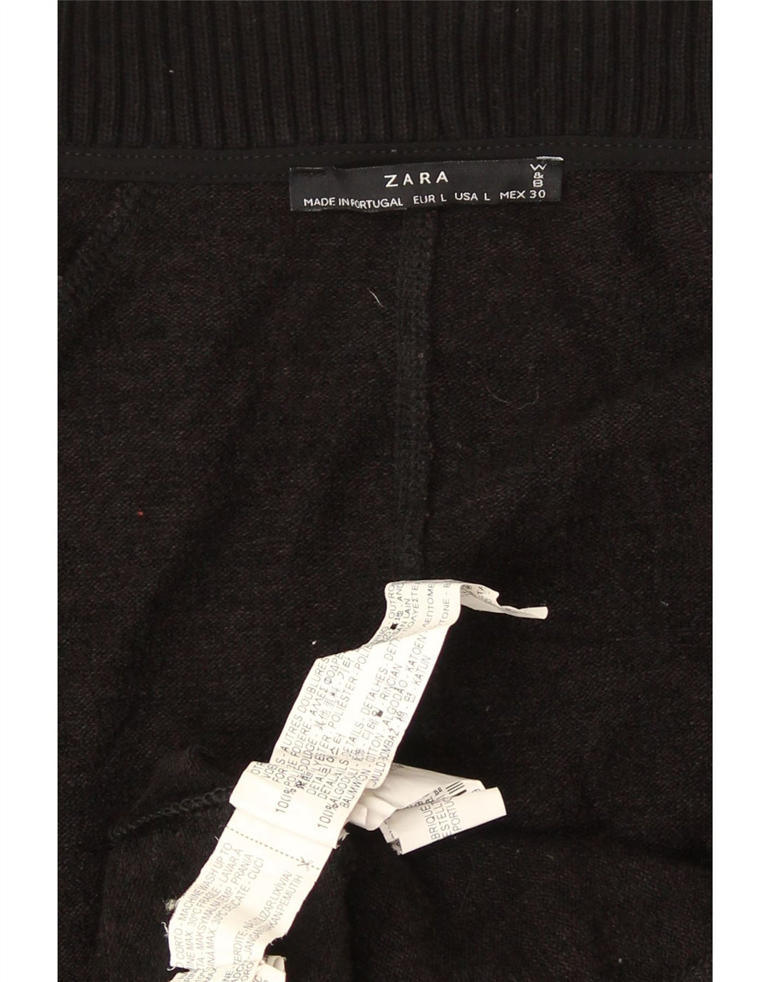 Zara Cardigan long surdimensionné pour femme UK 16 Large Noir Polyester