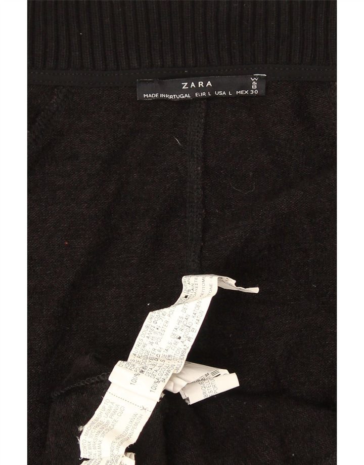 Zara Cardigan long surdimensionné pour femme UK 16 Large Noir Polyester