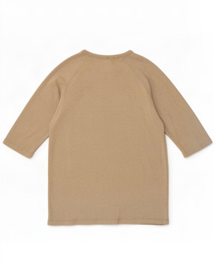Zara Femme Top Manches 3/4 UK 12 Gris Moyen Coton