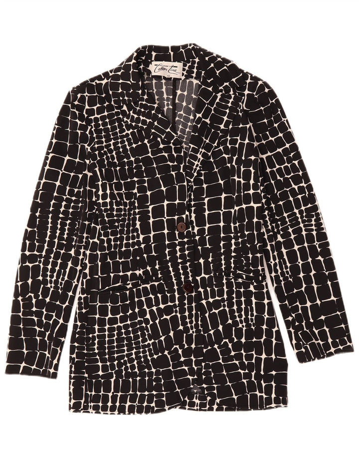 KEJZAR'S Womens 2 Button Blazer Jacket EU 36 Small Black Geometric