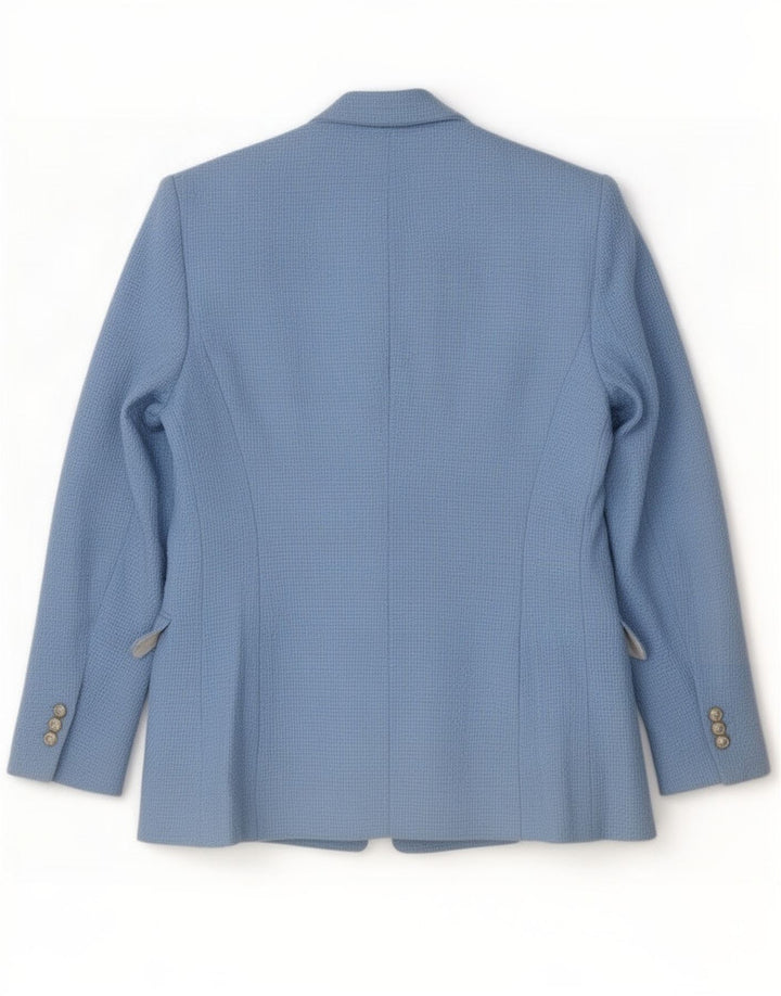 Zara Veste Blazer Ouverte Femme UK 10 Petit Coton Bleu