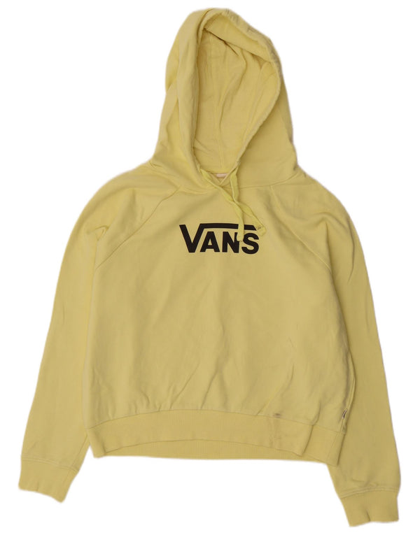 Vans Pull à capuche court graphique surdimensionné pour femme UK 10 Petit coton jaune