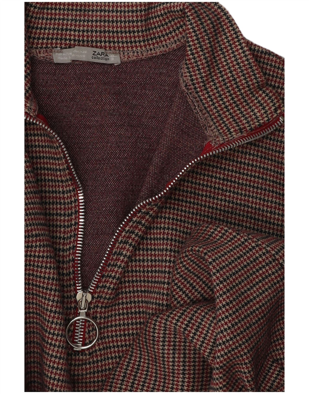 Zara Robe droite à manches longues pour femme UK 12 Pied-de-poule Marron moyen