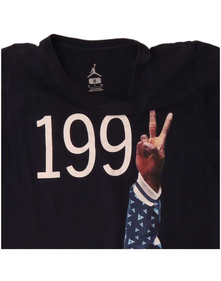 JORDAN T-Shirt Graphique Homme Petit Bleu Marine Coton