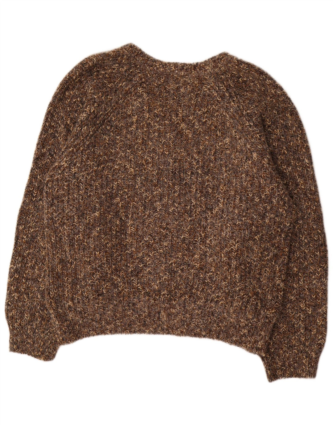 VINTAGE Femme Pull surdimensionné à col en V UK 18 XL Marron Moucheté