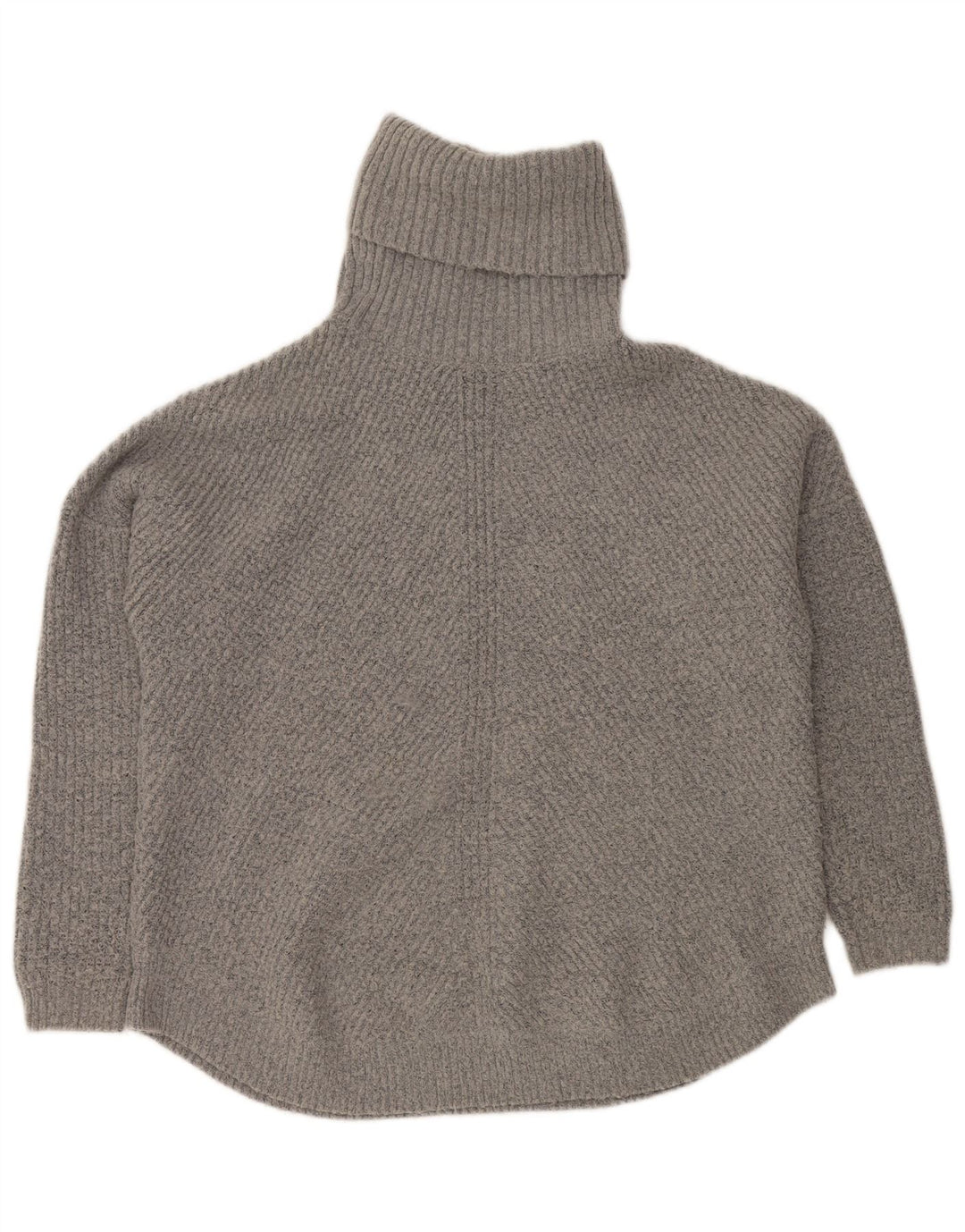 VINTAGE Pull surdimensionné à col roulé pour femme UK 16 Grand Gris