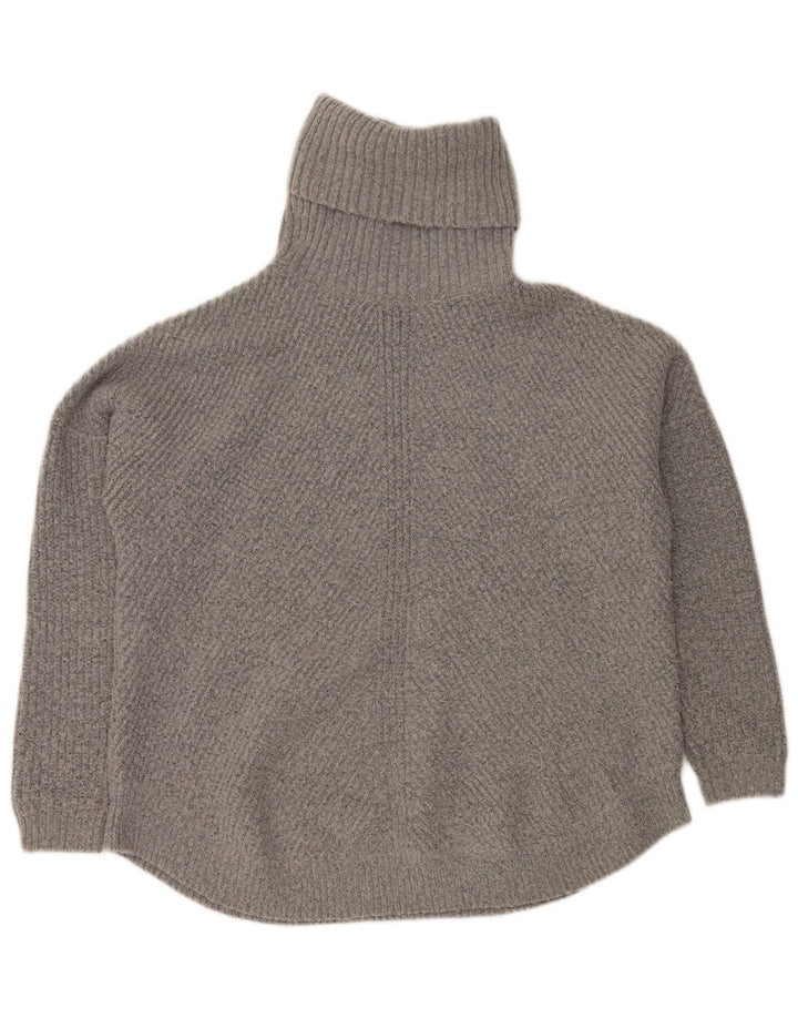 VINTAGE Pull surdimensionné à col roulé pour femme UK 16 Grand Gris