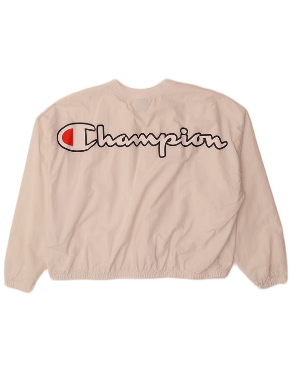 Champion Haut de survêtement surdimensionné graphique pour femme UK 10 Small Blanc