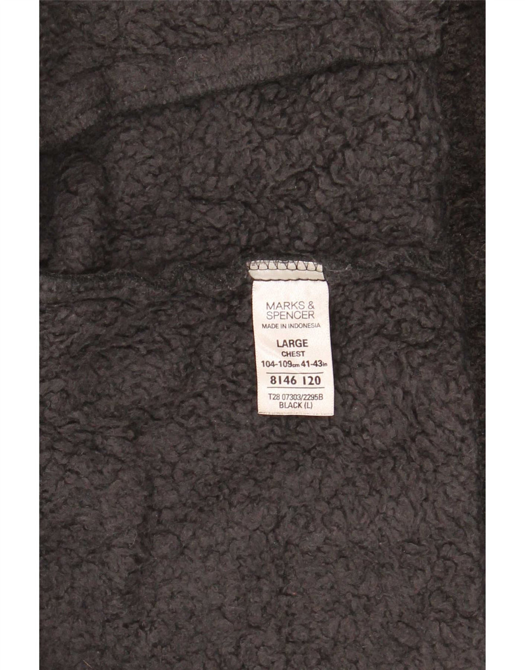 Marks & Spencer Veste polaire Sherpa pour homme UK 40 Large Noir Polyester