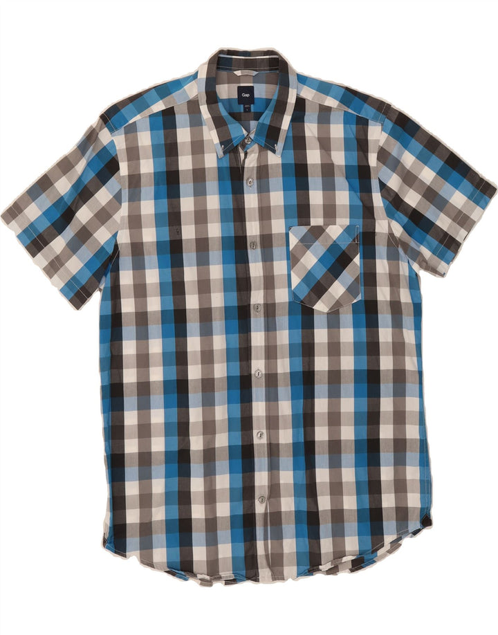 GAP Mens Short Sleeve Shirt Large Blue Check Vintage Gap and Second-Hand Gap from Messina Hembry 