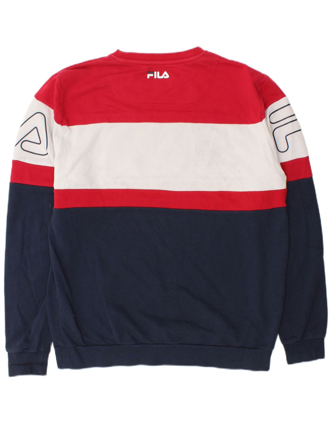 Fila Homme Graphic Sweatshirt Jumper Large Multicolore Colourblock Coton