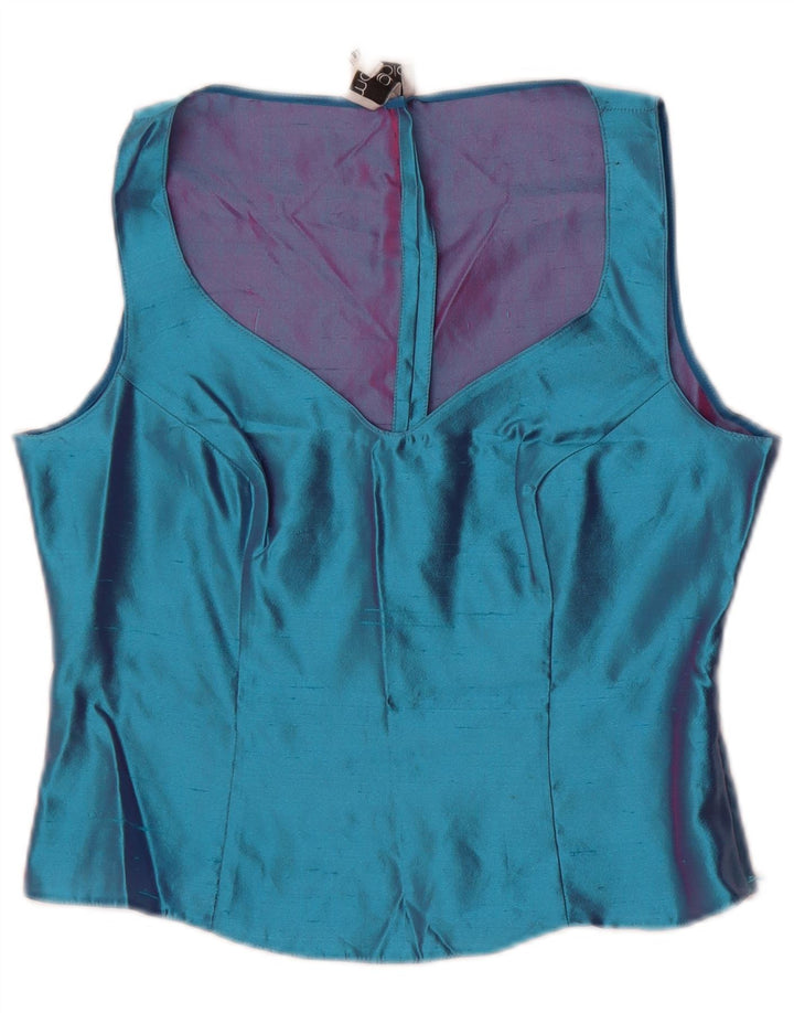 Gai Mattiolo Chemisier court sans manches pour femme IT 44 Soie bleu moyen