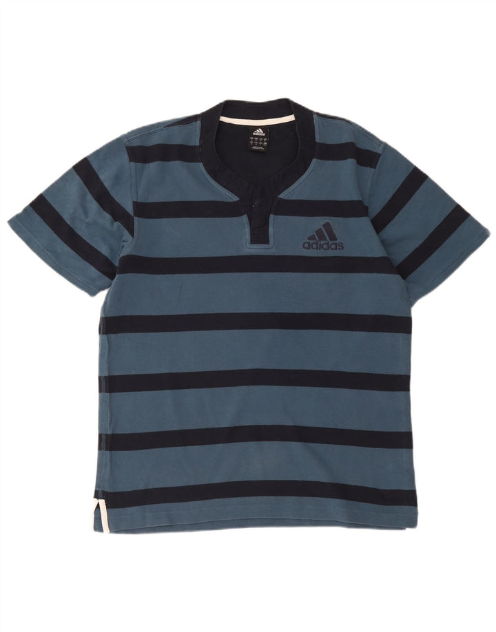 Adidas T-Shirt Homme Top Bleu Moyen Rayé Coton