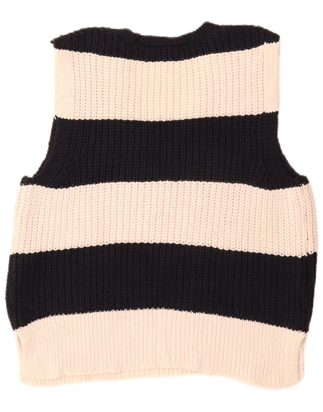 Zara Femme Débardeur UK 14 Medium Off White Rayé Polyester