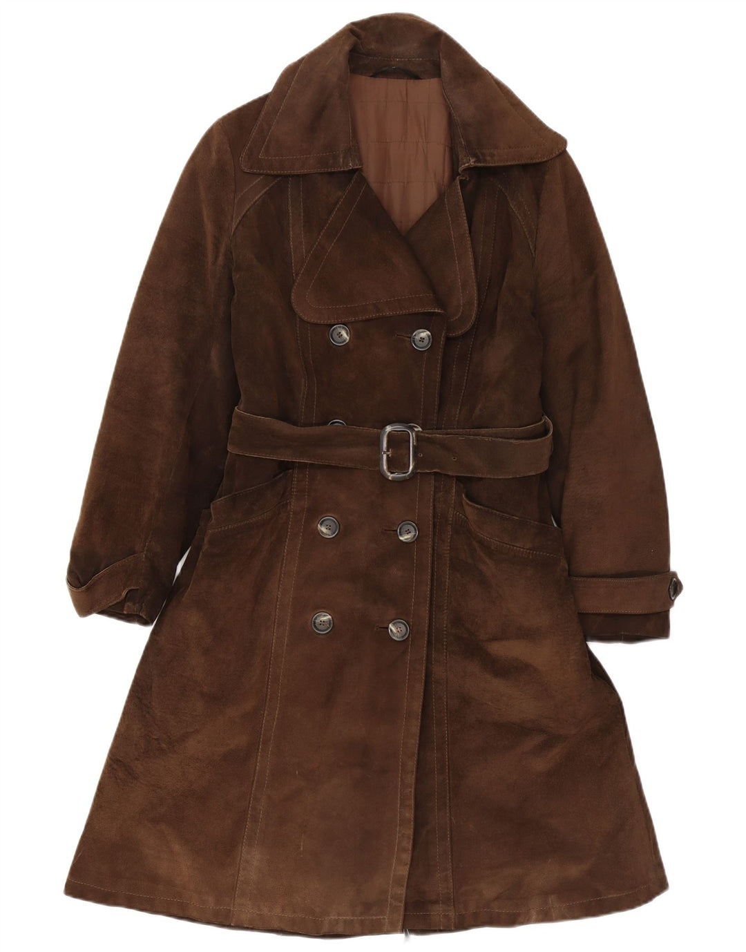 vintage Femme Daim Double Breasted Manteau IT 40 Petit Marron