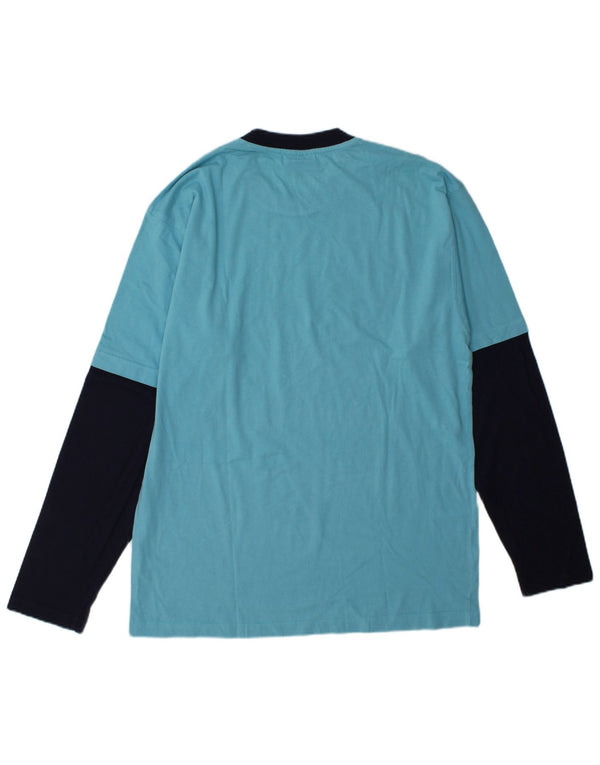 Fila Haut graphique à manches longues pour hommes, grand, bleu, colour block